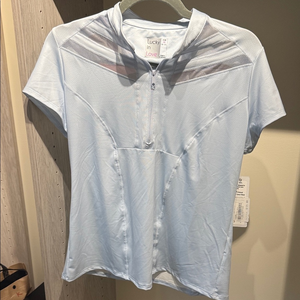 Lucky in Love Women's Sky Blue Golf Top